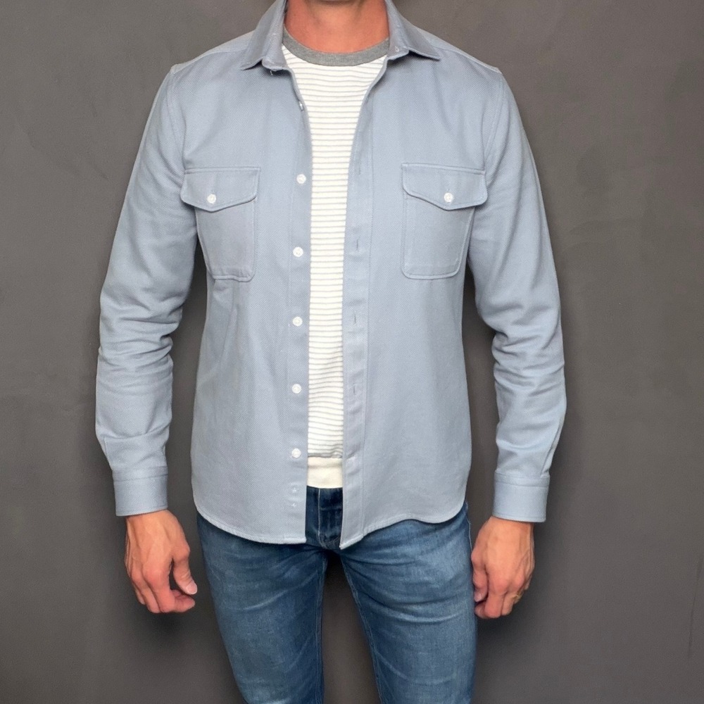 Reiss Arlo Mens Light Blue Cotton Regular Fit Button Down Shirt - M